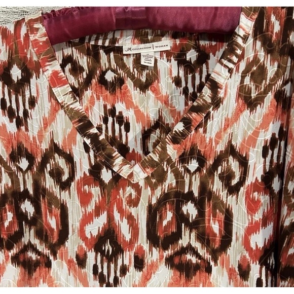 JM Collection Top 3X Artsy Boho Stretch Knit Popover Shirt Blouse Plus Size 3XL - Picture 2 of 6